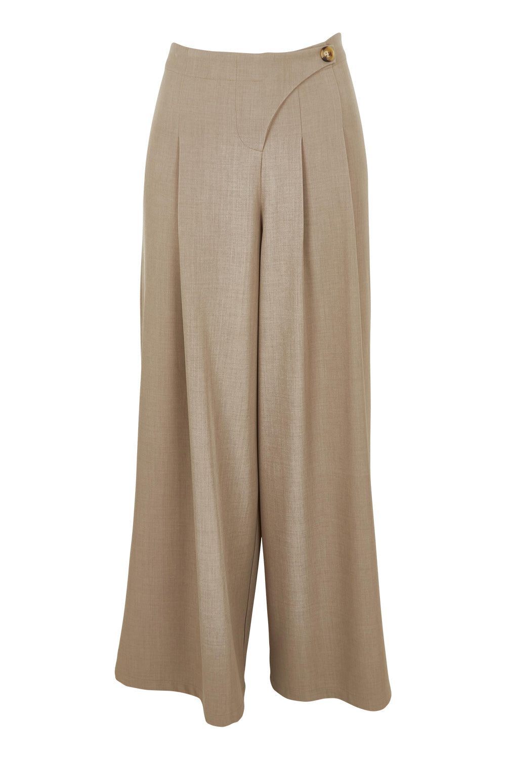 Product shot of the Always Ready Cross Front Wide Leg Pants in colour Rock, from the front