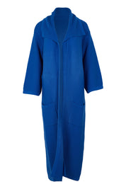 Product shot of the Delight Me Long Cotton Cardi in colour Electric (Blue), from the front