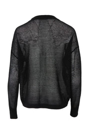 Product shot of the Evening Star Linen Blend Knit Jumper in colour Black (Black), from the back