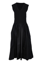 Product shot of the Sweet Intentions V Neck Maxi Dress in colour Black (Black), from the front