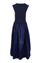 Product shot of the Sweet Intentions V Neck Maxi Dress – Navy in colour Navy, from the back