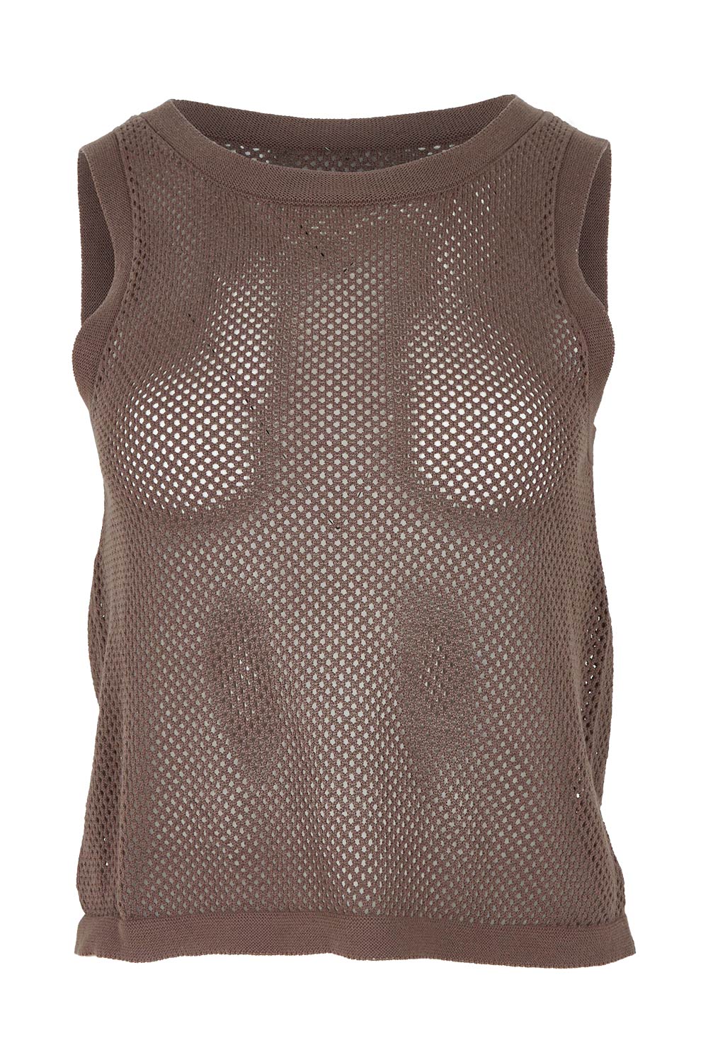 Product shot of the Summer Ready Cotton Knit Tank in colour Pecan, from the front