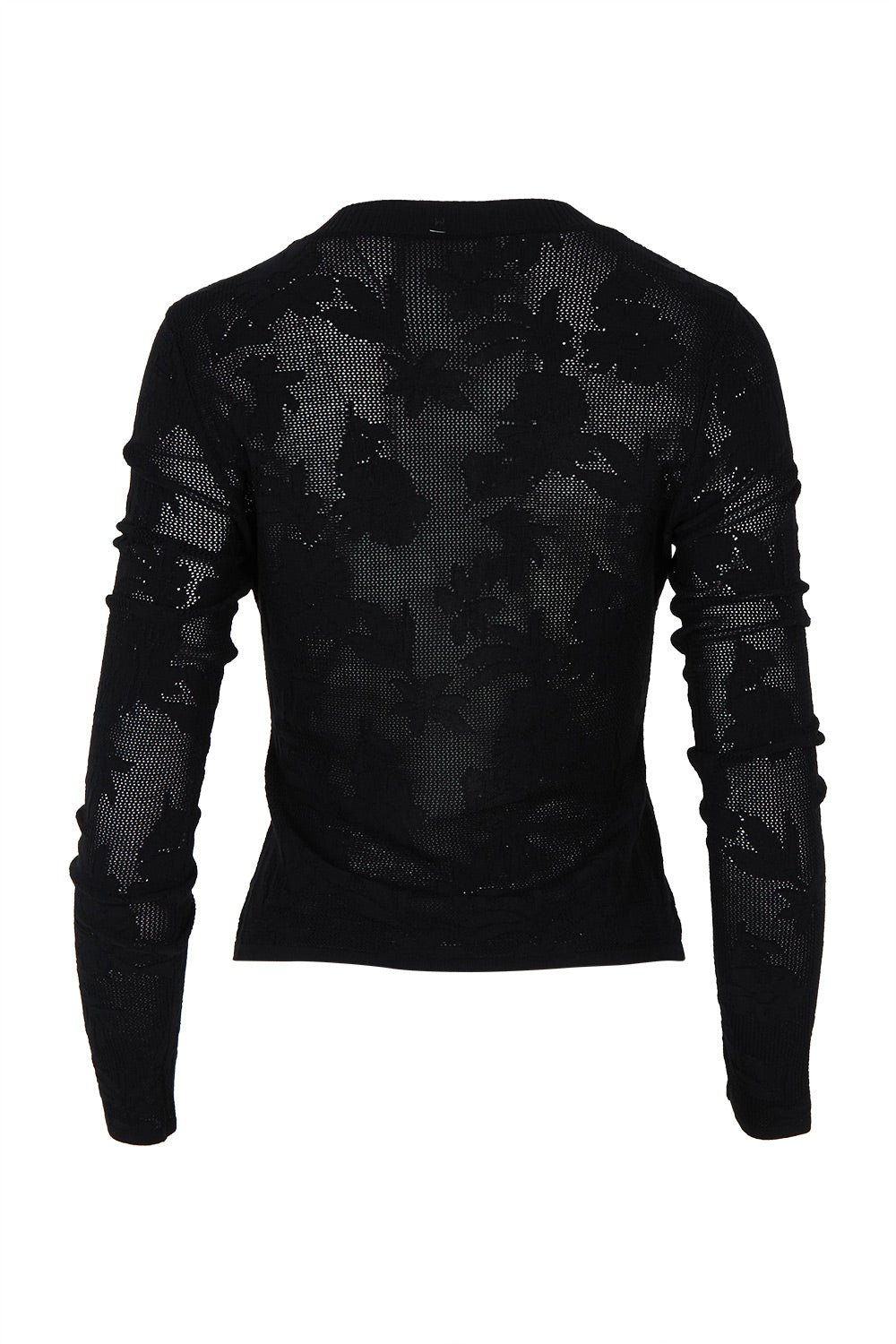 Product shot of the Love Layer Long Sleeve Knit Top in colour Black (Black), from the back
