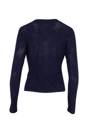 Product shot of the Love Layer Long Sleeve Knit Top in colour Navy (Blue), from the back