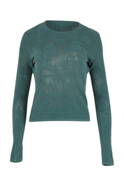 Product shot of the Love Layer Long Sleeve Knit Top in colour Sage (Green), from the front