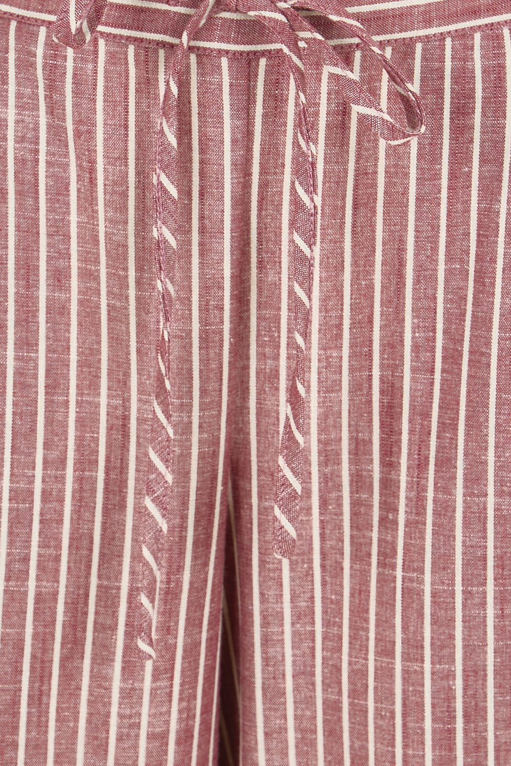 Product shot of the Summer Daze Striped Pull On 3/4 Pant – Plum in colour Plum, showing detail