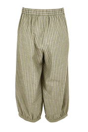 Product shot of the Summer Daze Striped Pull On 3/4 Pant – Sage in colour Sage, from the back