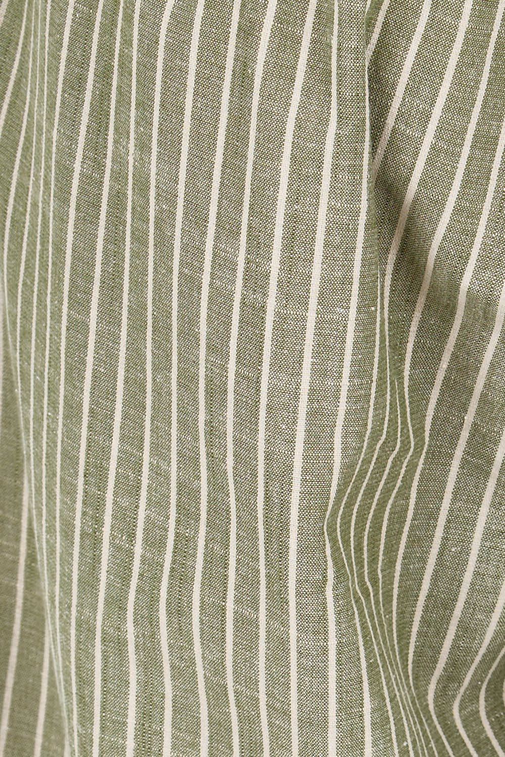 Product shot of the Summer Daze Striped Pull On 3/4 Pant – Sage in colour Sage, showing detail