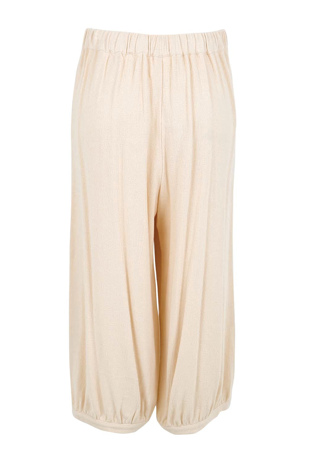 Product shot of the Summer Daze Pull On Linen Blend Knit Pant – Sand in colour Sand, from the back