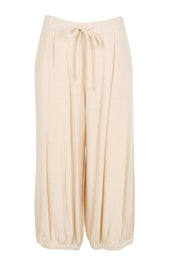 Product shot of the Summer Daze Pull On Linen Blend Knit Pant – Sand in colour Sand, from the front