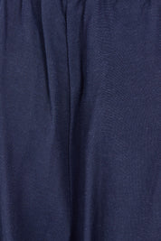 Product shot of the Summer Daze Linen Blend Pull On 3/4 Pant in colour Navy (Blue), detail