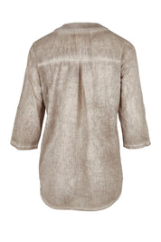 Product shot of the Cool Ease Embroidered Cotton Shirt in colour Latte, from the back