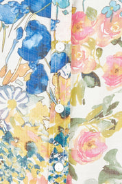 Product shot of the Garden Glory Tab Sleeve Shirt in colour Bluefleur, detail