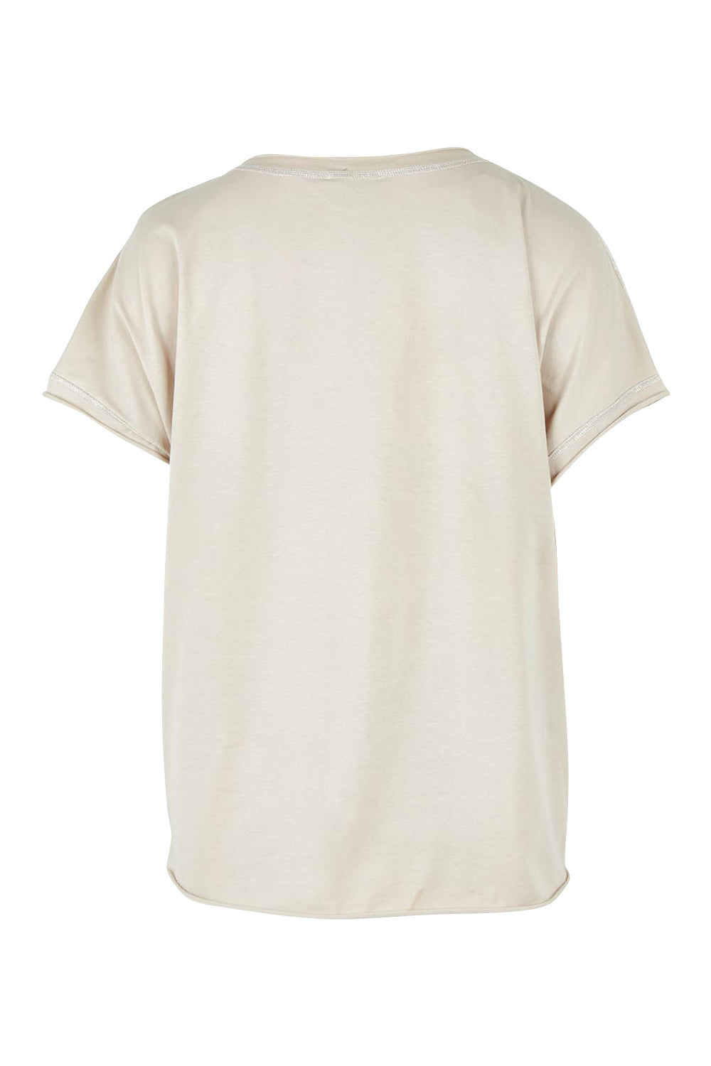 Product shot of the Go To Contrast Back Linen Top in colour Natural, from the back