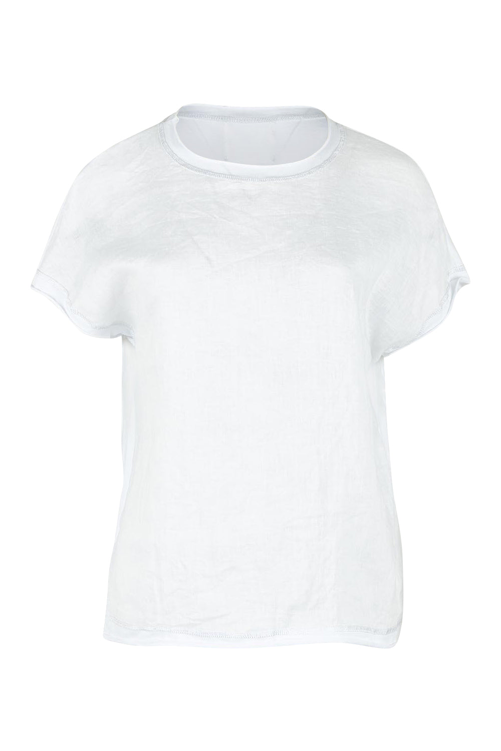 Product shot of the Go To Contrast Back Linen Top in colour White (White), from the front