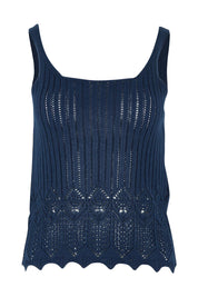 Product shot of the You Are My Sunshine Cotton Blend Knit Tank in colour Navy (Blue), from the front