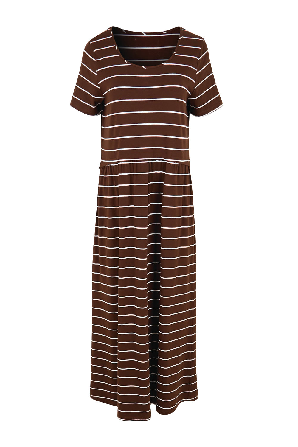 Product shot of the Casual Saturday Dress – Chocstripe in colour Chocstripe, from the front