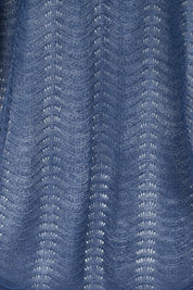 Product shot of the Summer Haze Cardigan – Denim in colour Denim, showing detail