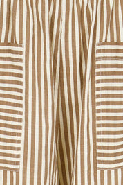 Product shot of the Beach Wandering Cotton Pants – Chocstripe in colour Chocstripe, showing detail