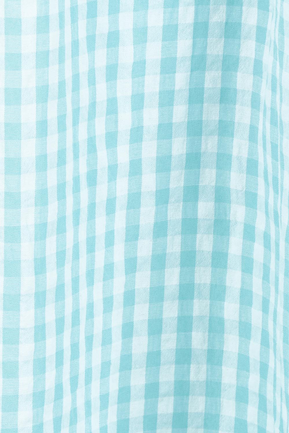 Product shot of the Giddy For Gingham Cotton Blend Maxi Dress in colour Skycheck (Blue), detail