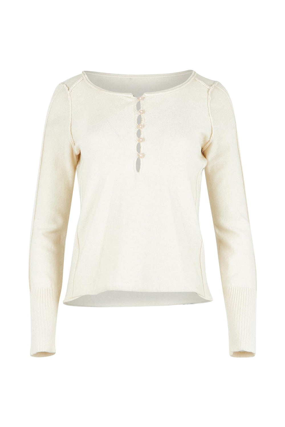 Product shot of the Forever Yours Cotton Wool And Cashmere Top in colour Cream, from the front