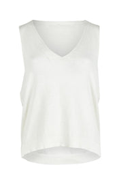 Product shot of the Forever Yours Fine Cotton Knit Tank in colour Milk (White), from the front