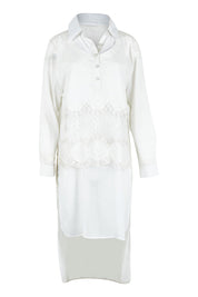 Product shot of the My Sweetheart Longline Shirt in colour White (White), from the front