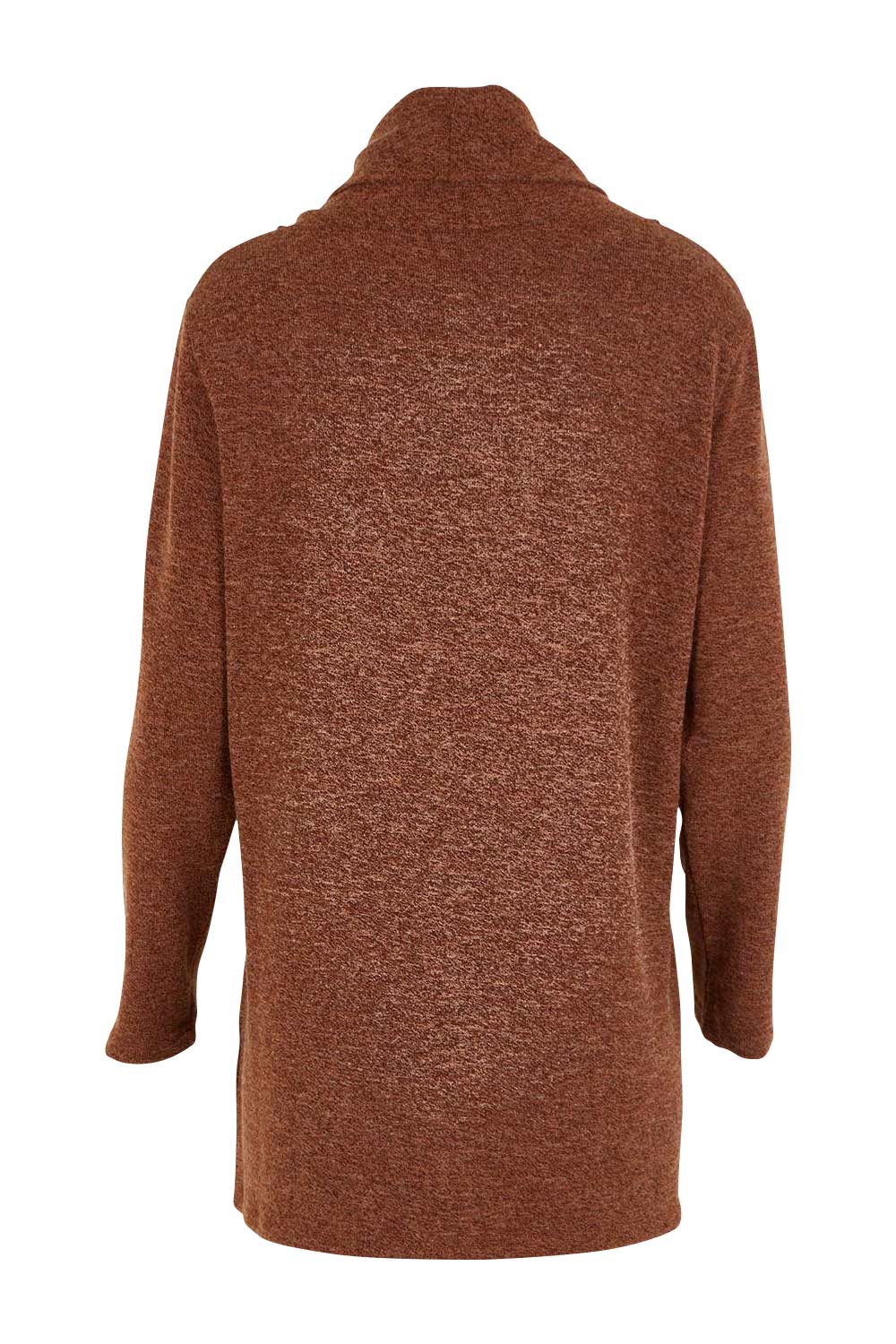 Product shot of the Crossing The Plains Snuggle Jumper in colour Chocolate, from the back