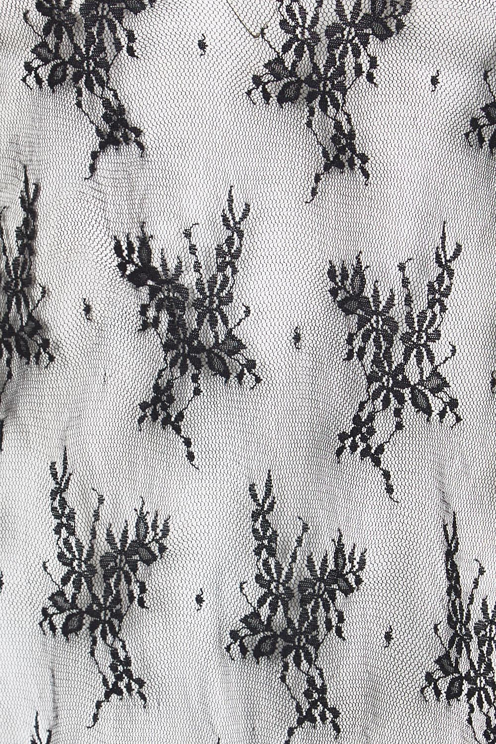 Product shot of the Layer Me Up Lace Mesh Long Sleeve Top – Black in colour Black, showing detail