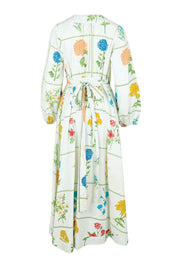 Product shot of the Walking On Sunshine Cotton Maxi Wrap Dress – Flower in colour Flower, from the back