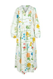 Product shot of the Walking On Sunshine Cotton Maxi Wrap Dress – Flower in colour Flower, from the front