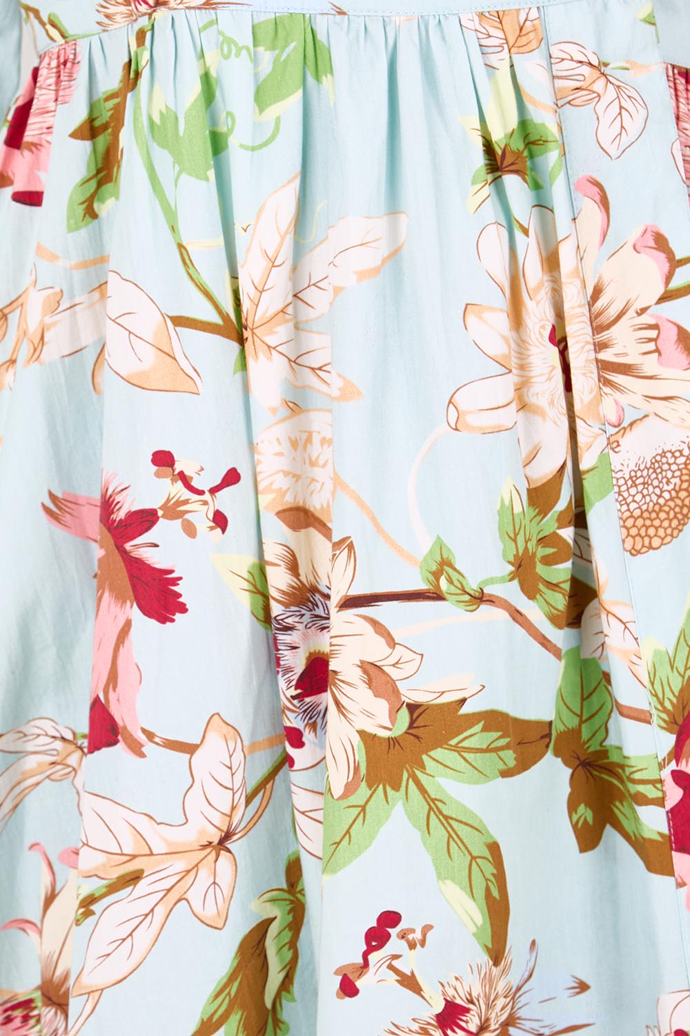 Product shot of the Walking On Sunshine Cotton Maxi Wrap Dress – Skybloom in colour Skybloom, showing detail