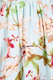 Product shot of the Walking On Sunshine Cotton Maxi Wrap Dress – Skybloom in colour Skybloom, showing detail