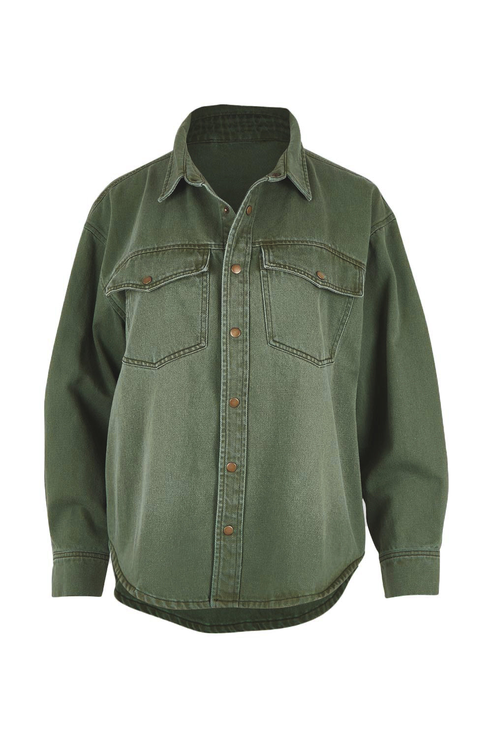 Wear As You Will Cotton Denim Shirt Jacket - Sage