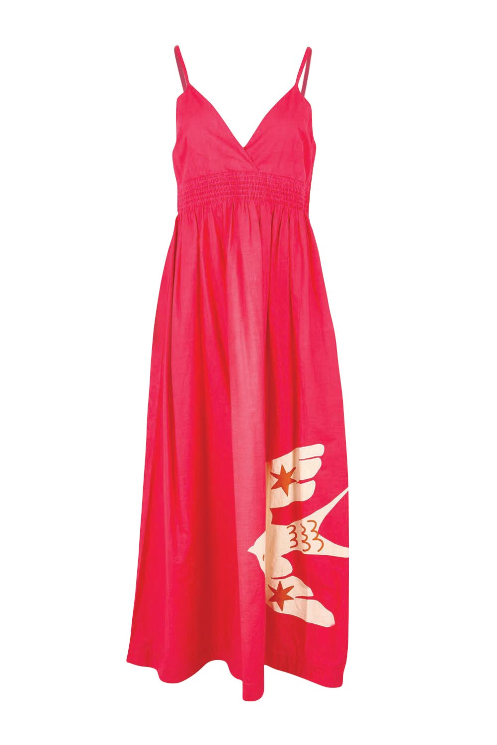 Product shot of the Be My Bird Cotton Poplin Maxi Dress – Rose in colour Rose, from the front