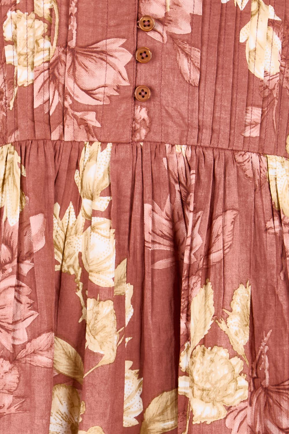 Product shot of the In The Moment Cotton Maxi Dress – Rustrose in colour Rustrose, showing detail