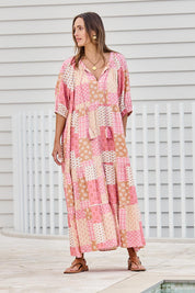Model Tegand wearing size 10 of the Love Letter Maxi Dress – Petalpatch in colour Petalpatch, from the front