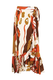 Product shot of the Wrap Me With Love Cotton Maxi Skirt – Garden in colour Garden, from the front