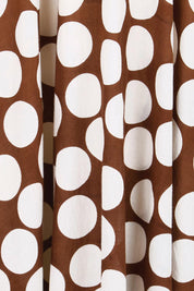 Product shot of the Cocktails And Gardens Cotton Maxi Dress – Chocspot in colour Chocspot, showing detail