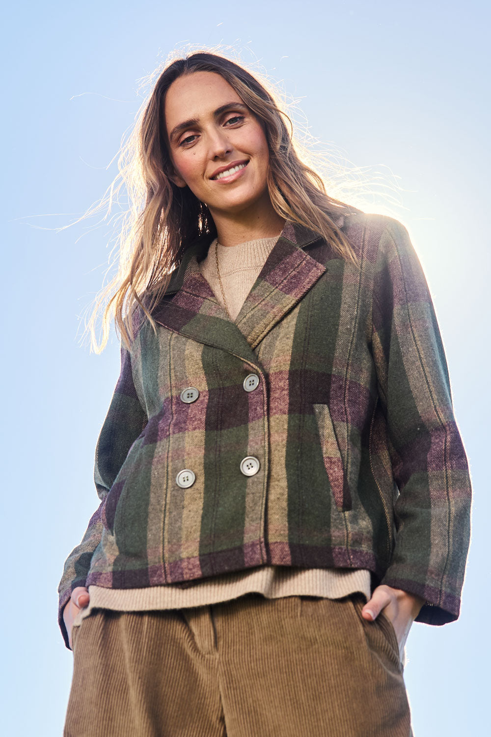 Forest Walk Checked Pea Coat – Mosscheck