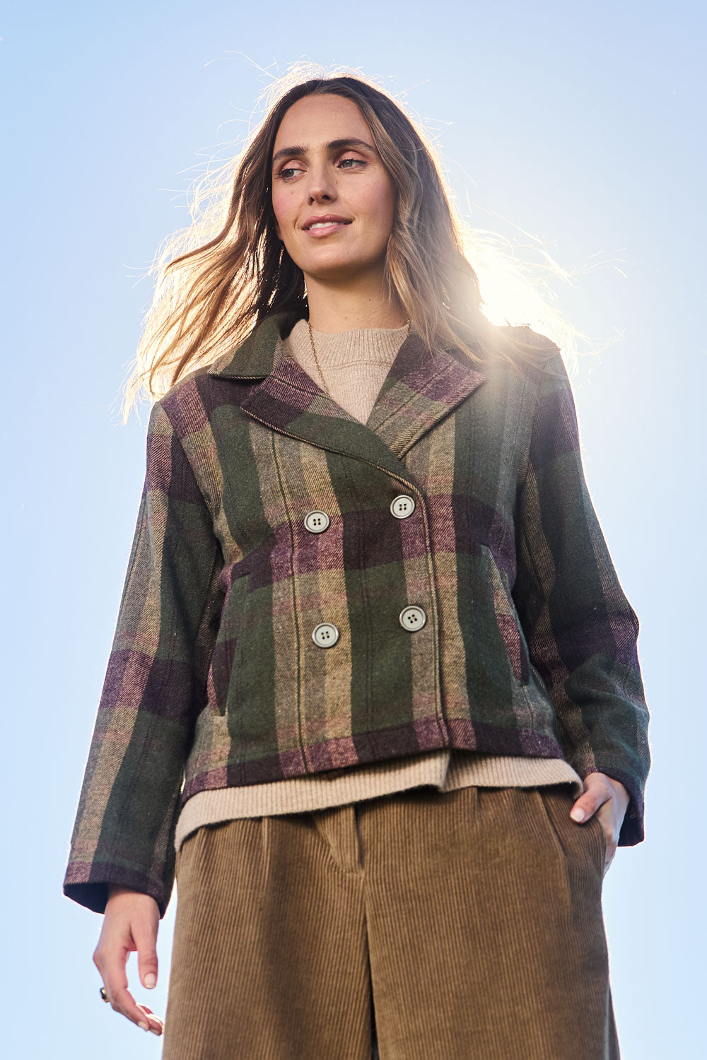 Forest Walk Checked Pea Coat – Mosscheck