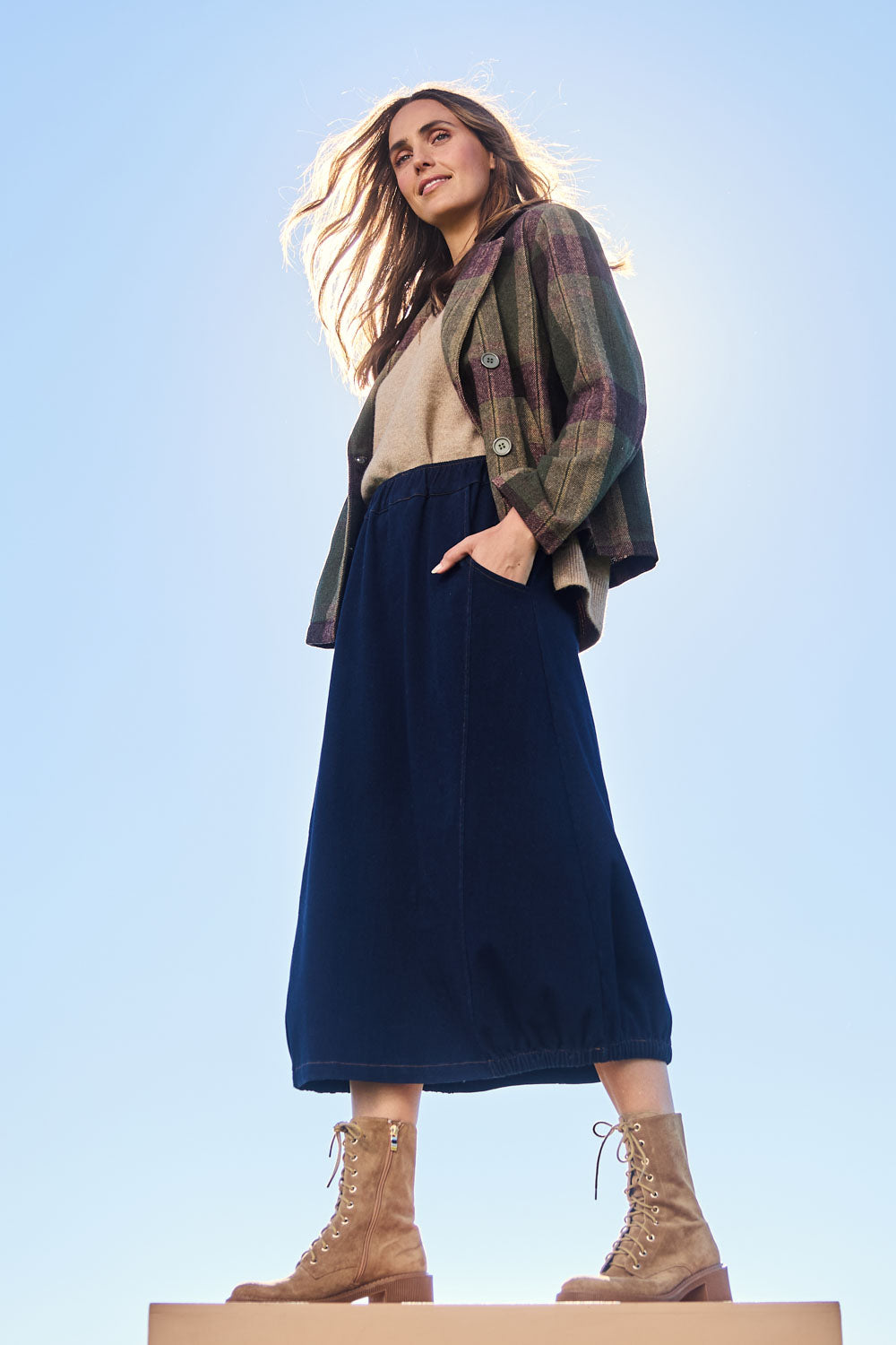 Bubble Delight Pull On Denim Look Skirt – Darkdenim