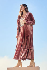 Love By Candlelight Velvet Longline Cardigan – Dustyrose