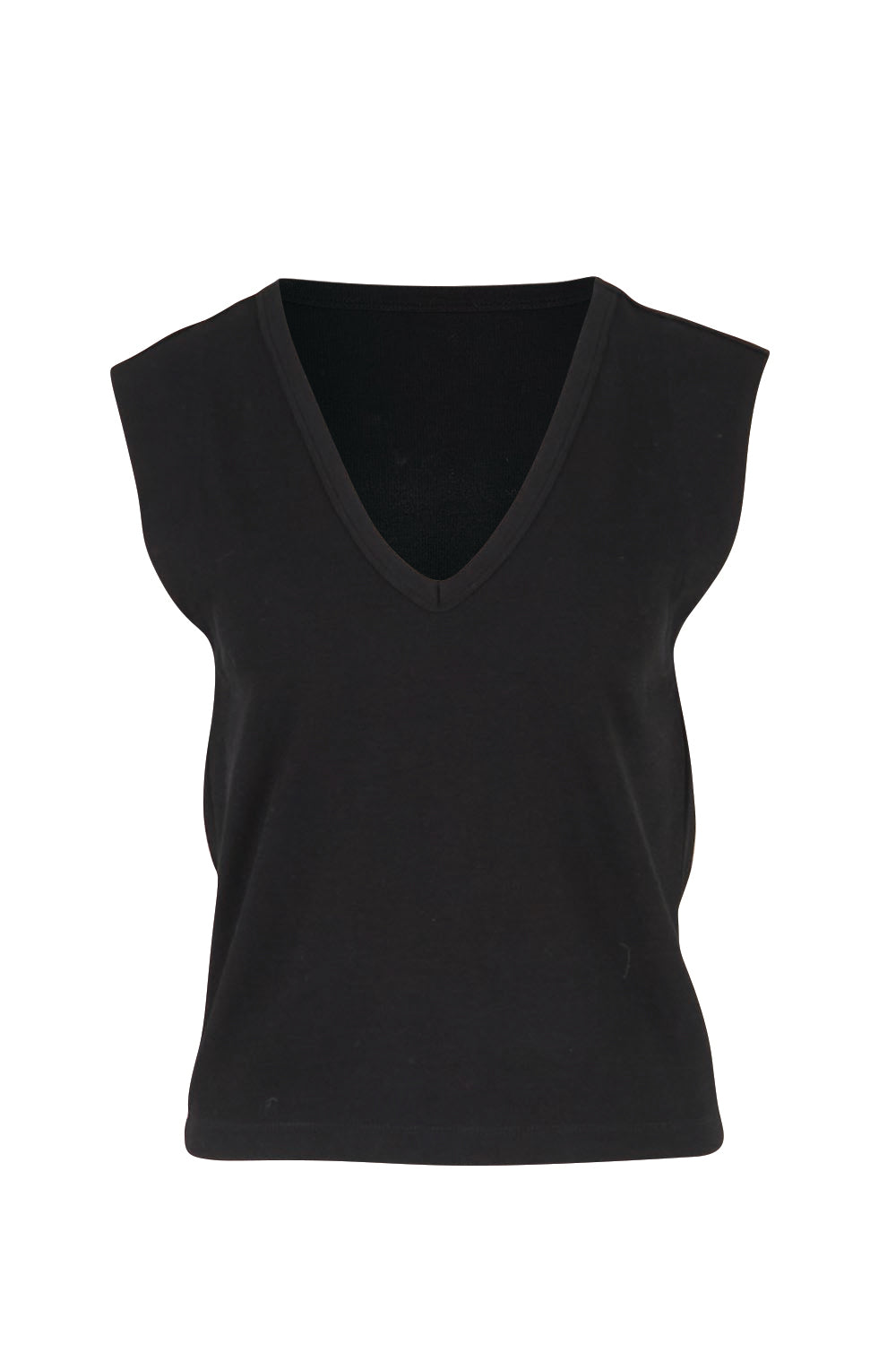 Product shot of the Sweet Intentions Deep V Neck Tank – Black in colour Black, from the front
