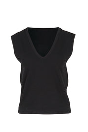 Product shot of the Sweet Intentions Deep V Neck Tank – Black in colour Black, from the front
