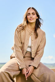 Need You In My Life Cropped Faux Suede Jacket – Sand