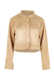 Need You In My Life Cropped Faux Suede Jacket – Sand