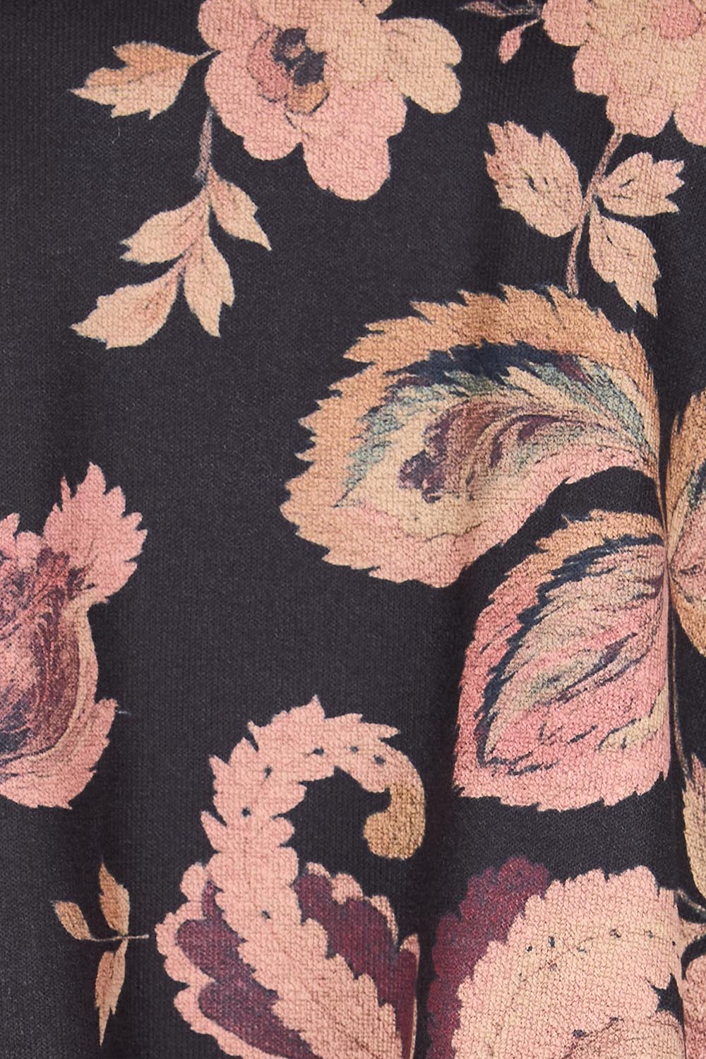 Product shot of the Flowers For Me Balloon Sleeve Top – Blackfleur in colour Blackfleur, showing detail