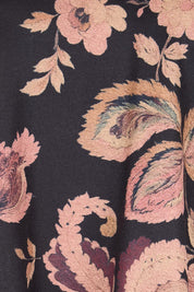 Product shot of the Flowers For Me Balloon Sleeve Top – Blackfleur in colour Blackfleur, showing detail