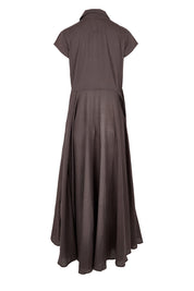 Product shot of the Easy Elegance Cotton Voile Maxi Dress - Chocolate in colour Chocolate, from the back
